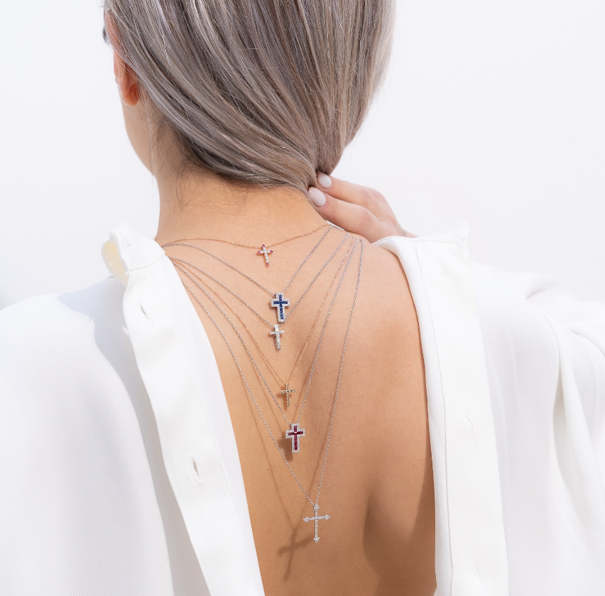 Collana croce Benvenuto Ponte Vecchio Gioielli con diamanti