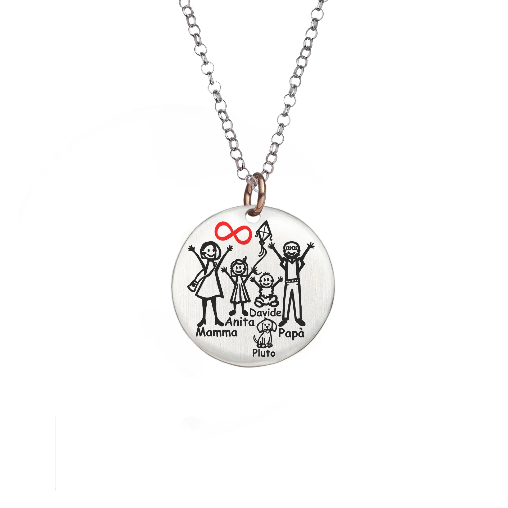 Collana Happy Family Personalizzata con Medaglia in Argento e Oro | Diametro 22mm