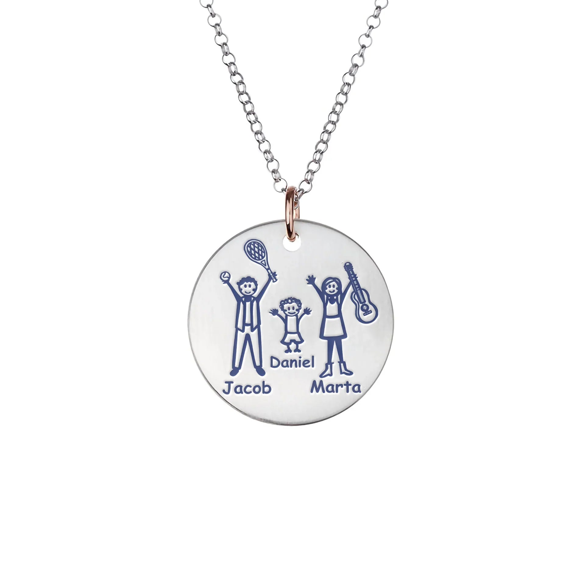 Collana Happy Family Personalizzata con Medaglia in argento e oro | Diametro 26mm