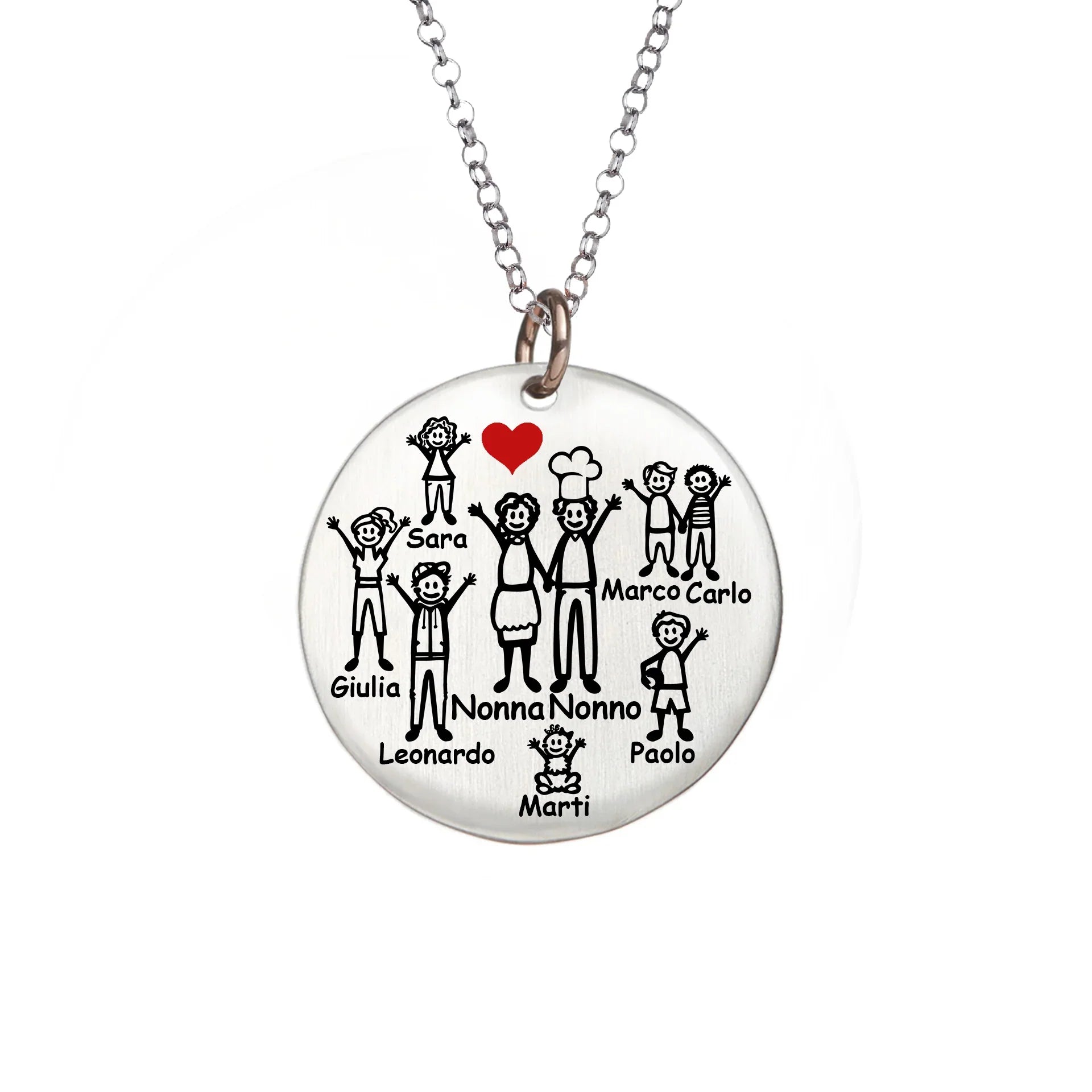 Collana Happy Family Personalizzata con medaglia in argento e oro | Diametro 33mm