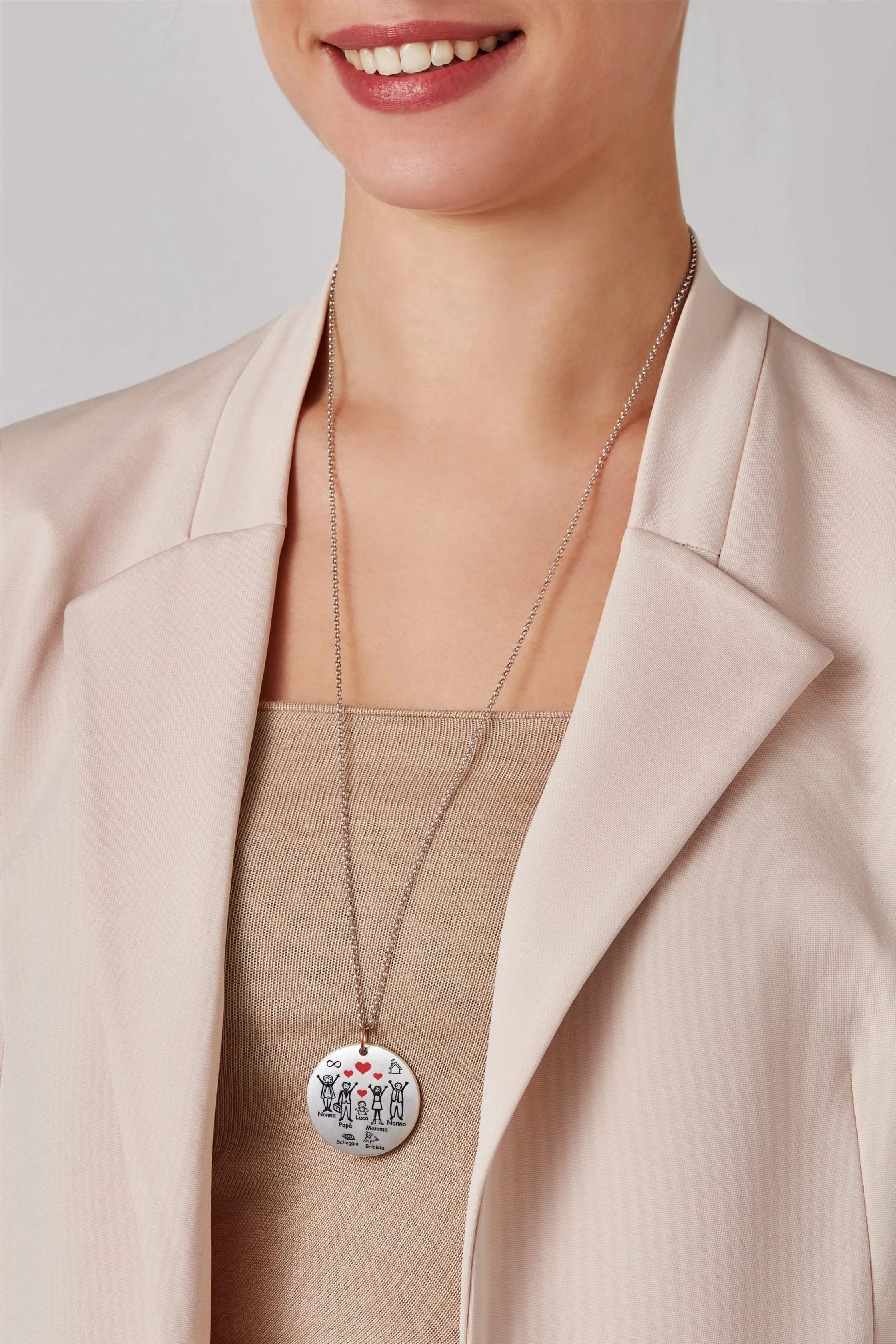 Collana Happy Family Personalizzata con medaglia in argento e oro | Diametro 33mm
