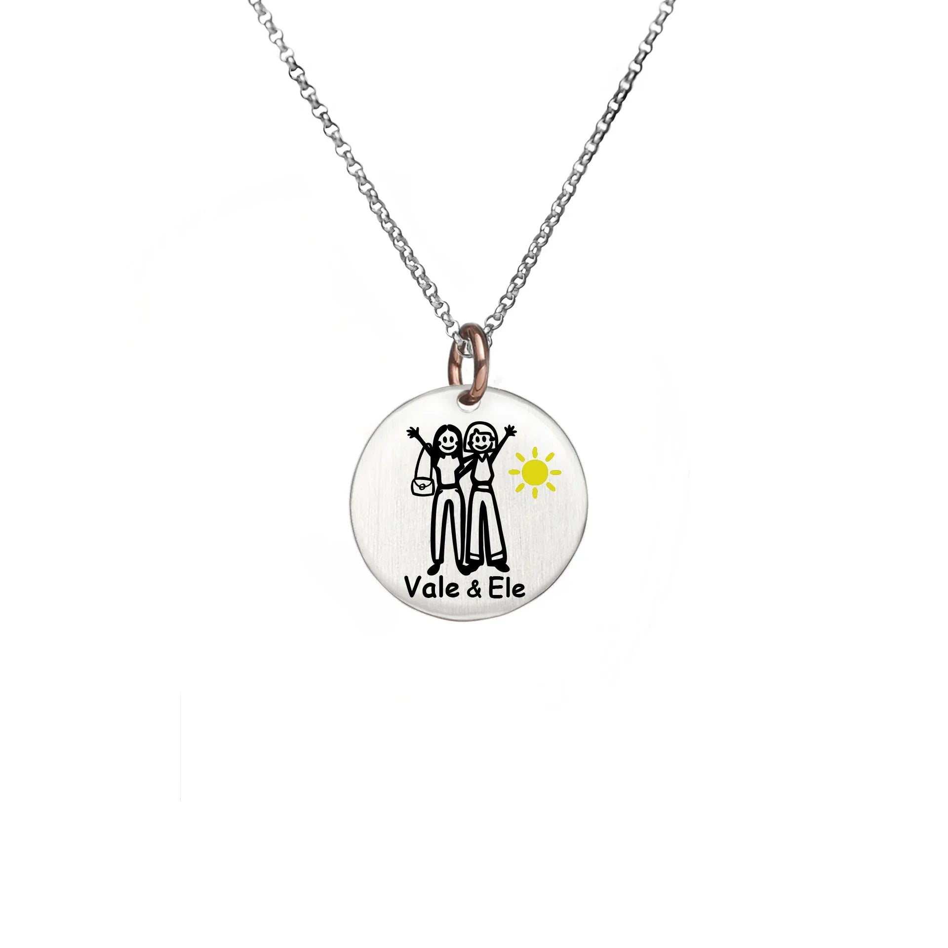Collana HappyFamily Personalizzata con Medaglia in argento e oro | Diametro 17mm