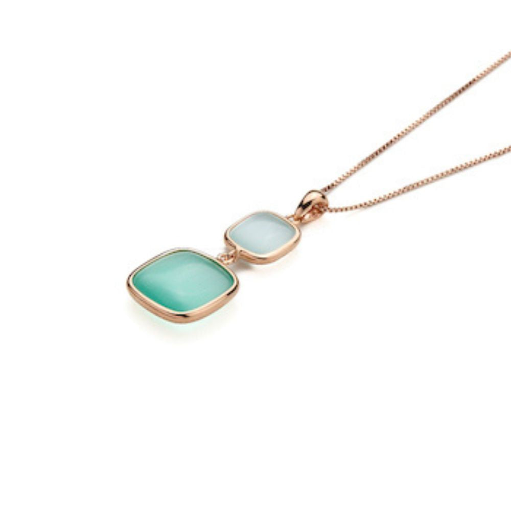 Collana Madi Laguna in argento rosato doppio pendente