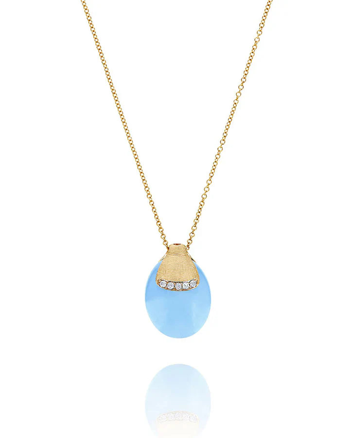 Collana Nanis Dancing Azure pendente con ciondolo in oro, diamanti e acquamarina (grande)