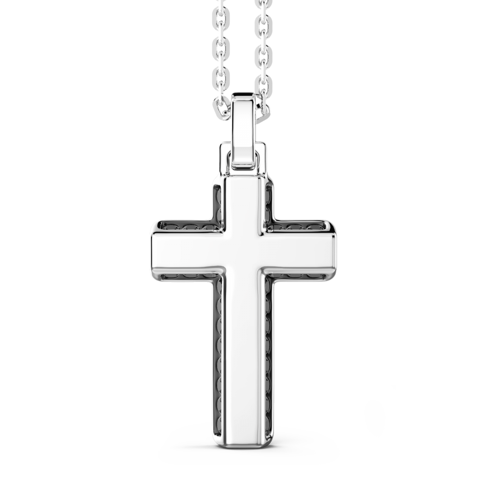 Collana Zancan in argento con pendente croce e pietre nere