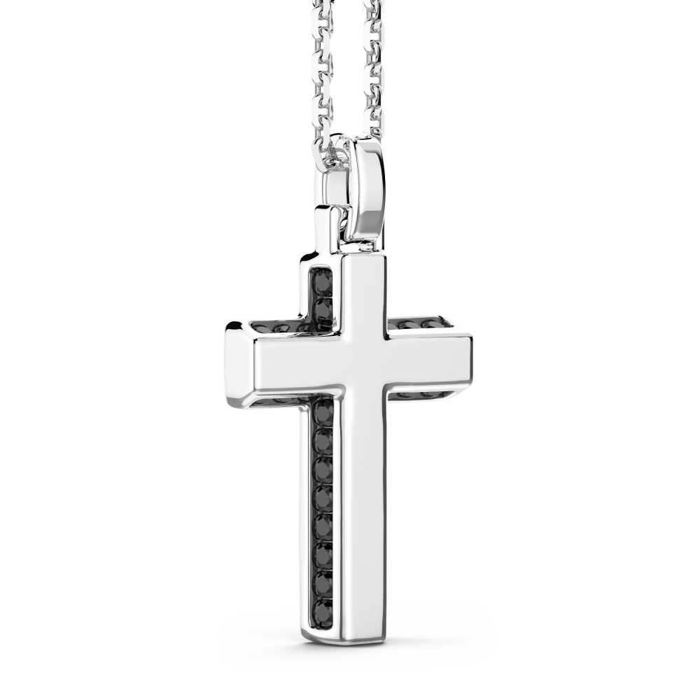 Collana Zancan in argento con pendente croce e pietre nere