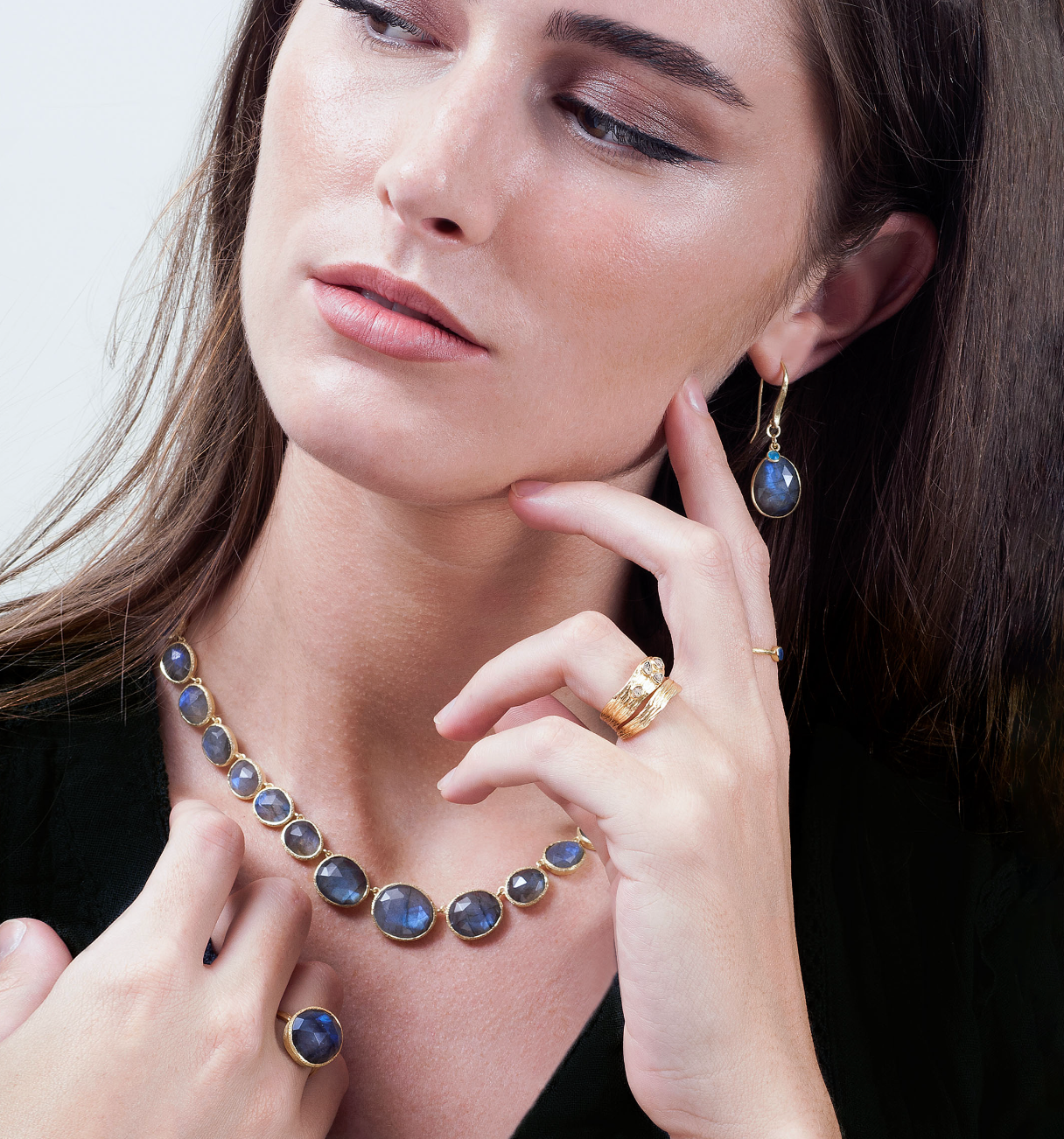 Collier Jorge Revilla Shade in argento 925 dorato e amazzonite