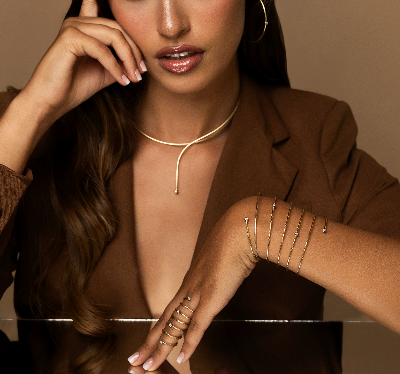 Collana Nobile Ponte Vecchio Gioielli rigida in oro giallo con diamante