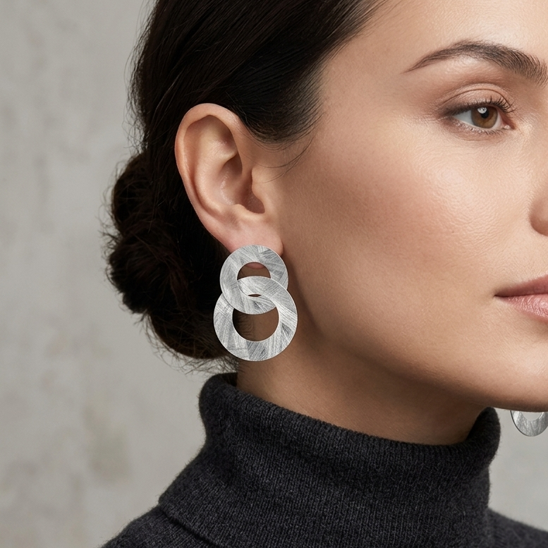 Orecchini Diva in argento 925 doppio cerchio Flat