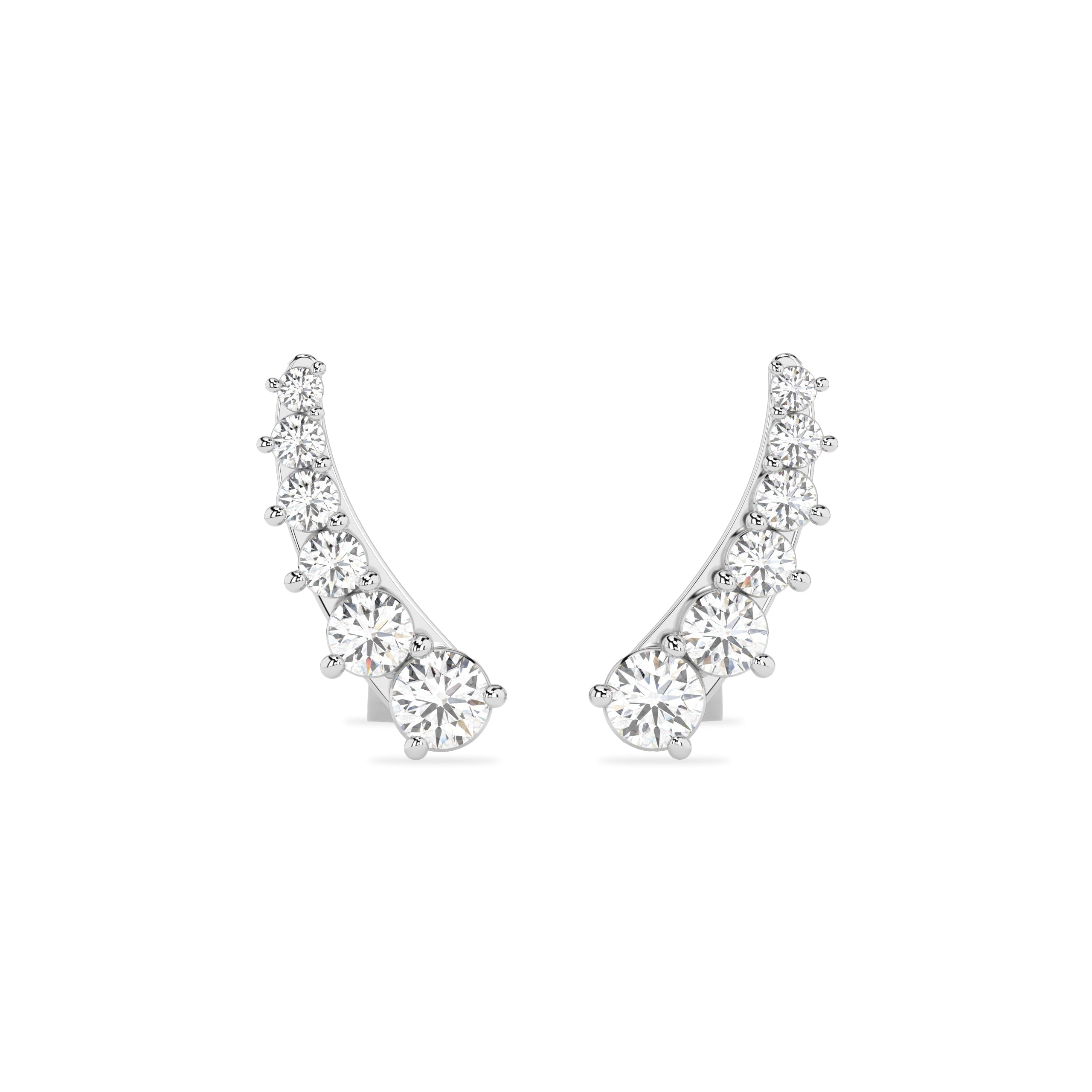 Orecchini Ear Climbers AMA in oro bianco 18kt e diamanti lab