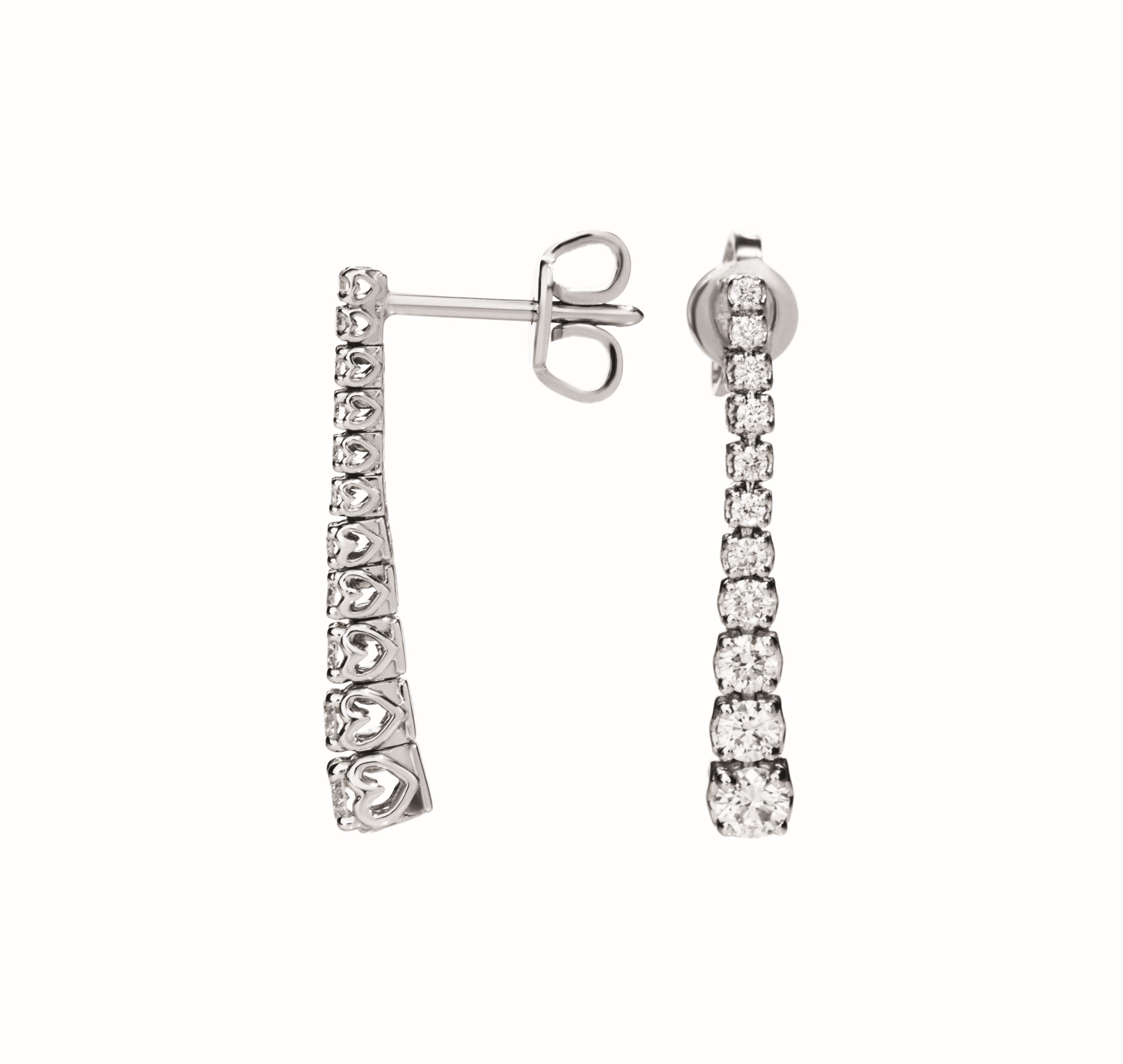 Orecchini pendenti Recarlo Anniversary in oro bianco 18 kt e diamanti degradé