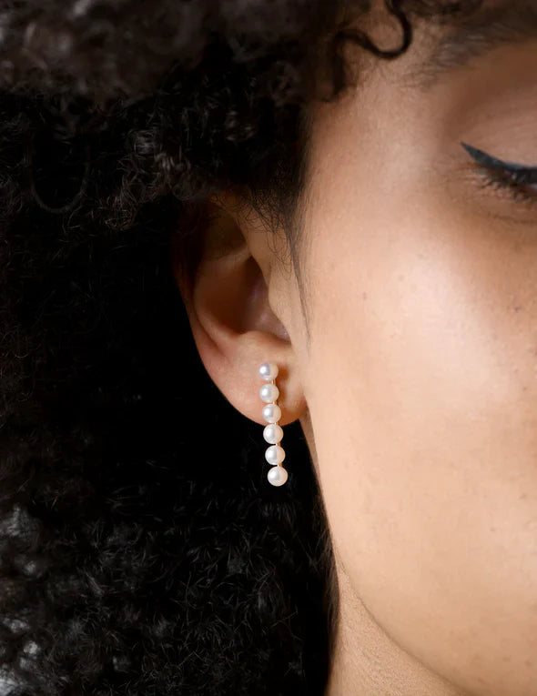 Orecchino Burato Linea Pearl Long in Oro Rosa 18 KT e Perle