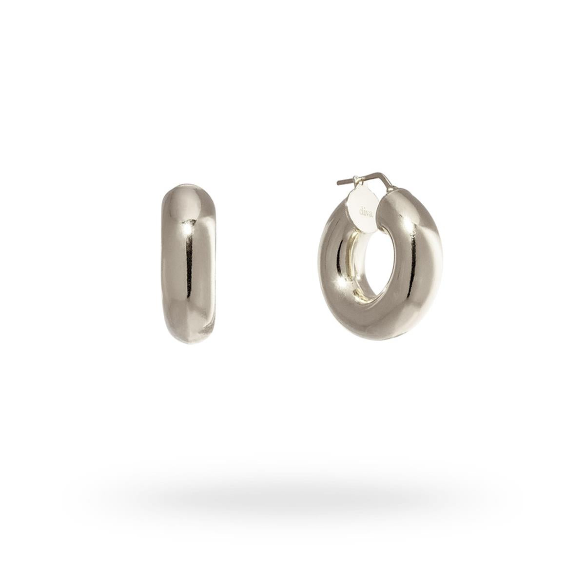 Orecchino cerchio bombato Diva in argento 925 Hoops 27 mm