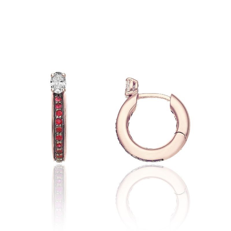 Orecchino Chimento Stack Me Line in oro 18kt con rubini i e diamanti