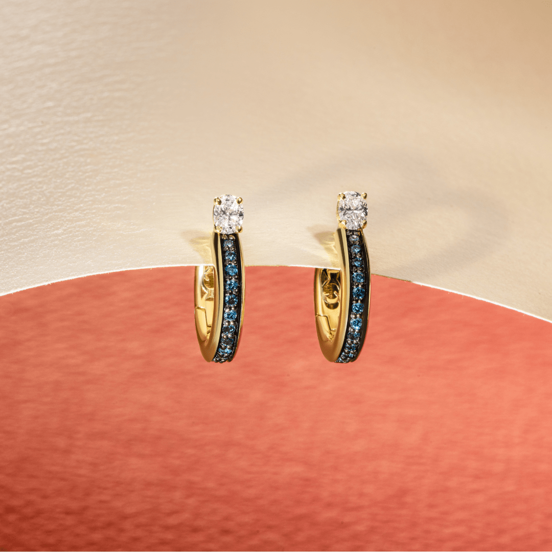 Orecchino Chimento Stack Me Line in oro 18kt con zaffiri e diamanti