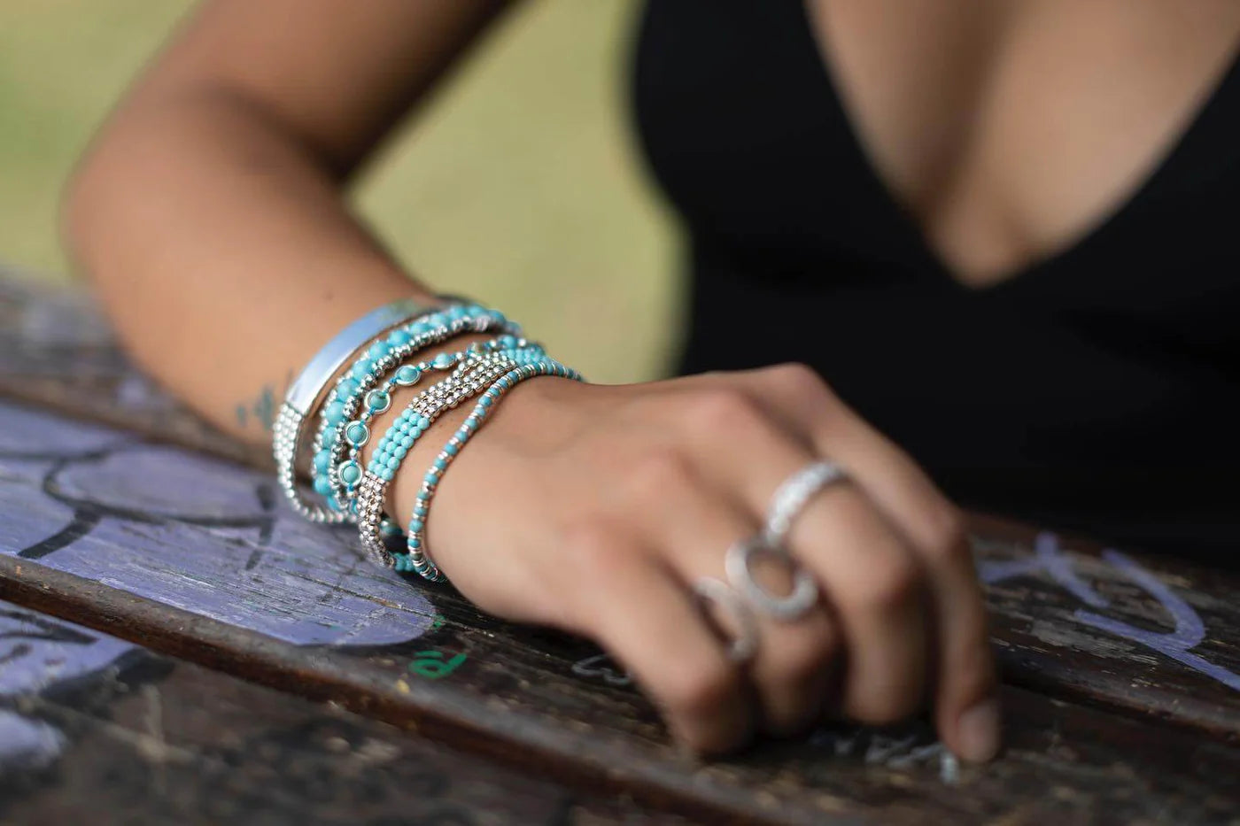 Bracciale Spadarella in argento 925 anelli medi e ematite - SPBR492