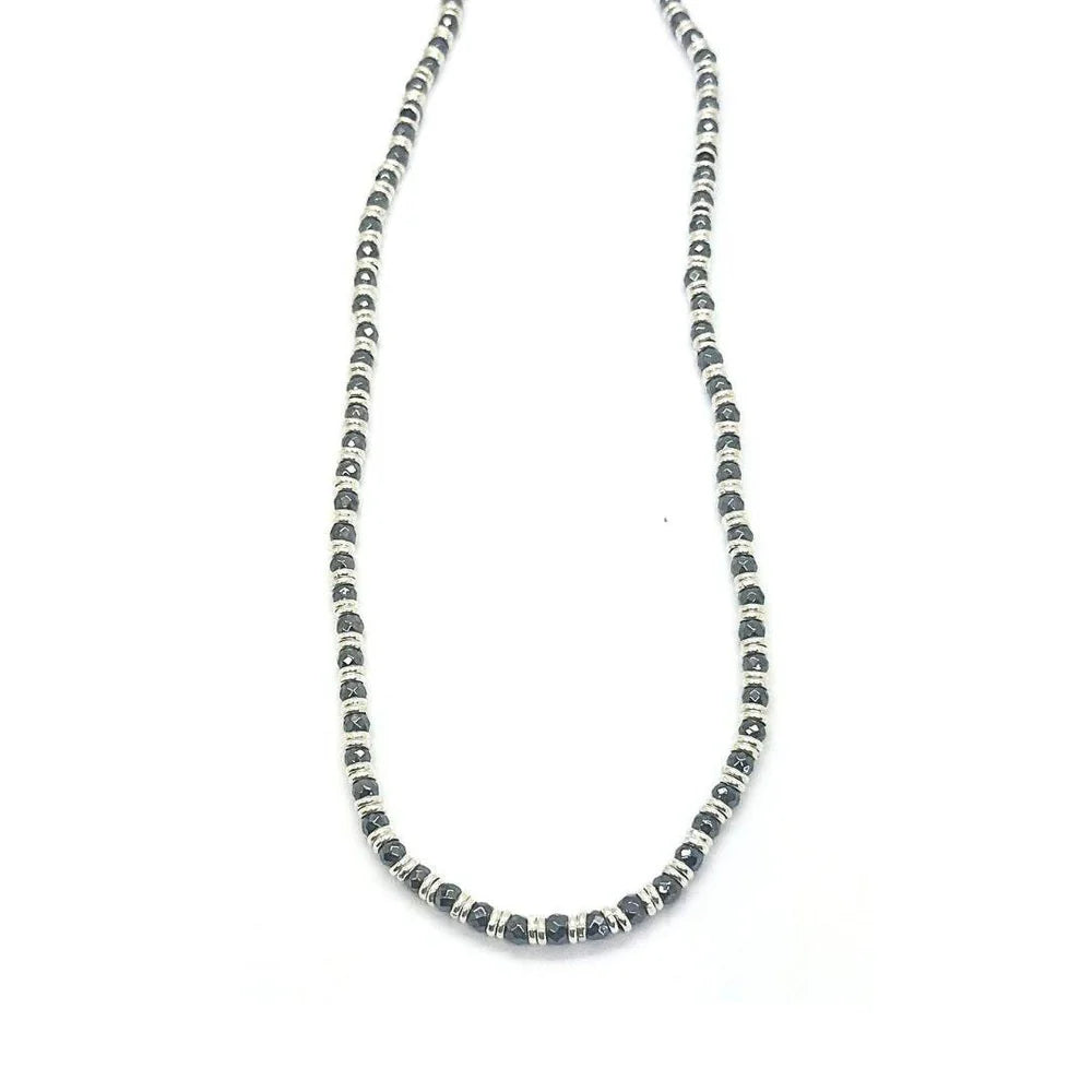 Collana Spadarella in argento 925 ed ematite 3 mm - SPGR514