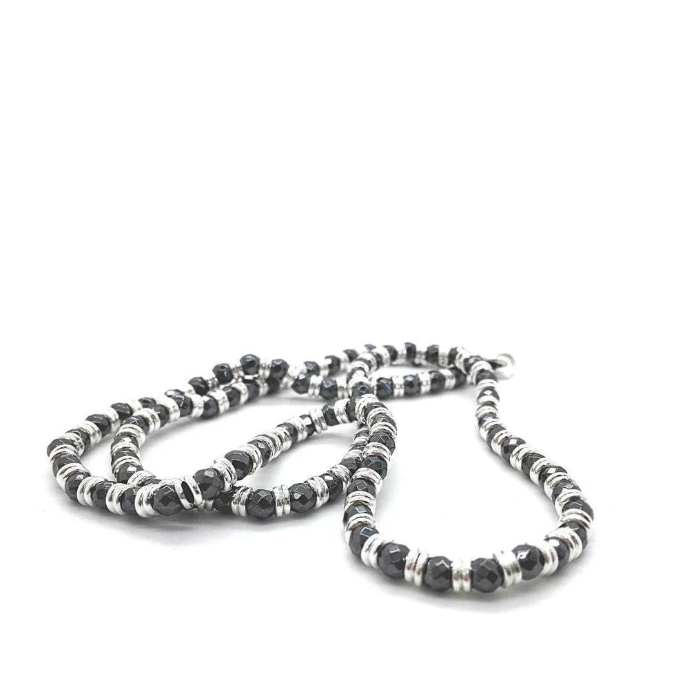 Collana Spadarella in argento 925 ed ematite 4 mm - SPGR515