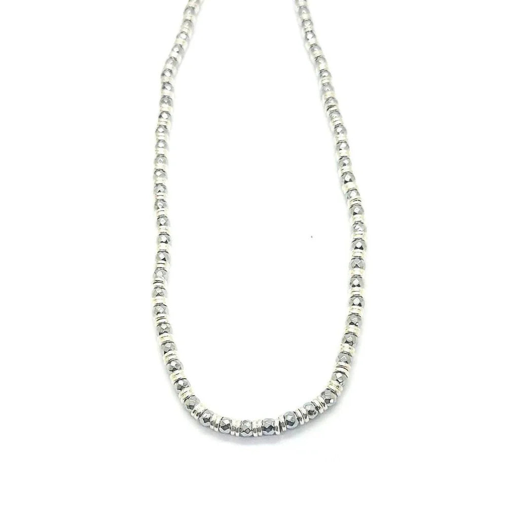 Collana Spadarella in argento 925 ed ematite 4 mm - SPGR515